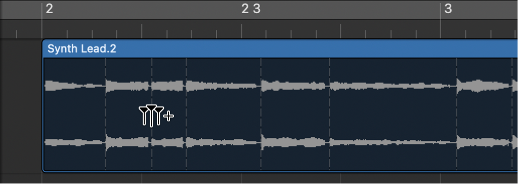 Figure. Showing the appearance of the Flex tool when over a transient marker.