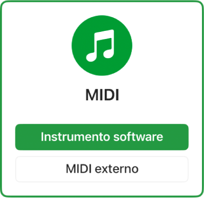 Ilustración. Se está seleccionado el botón “Instrumento de software y MIDI” en el cuadro de diálogo “Nuevas pistas”.