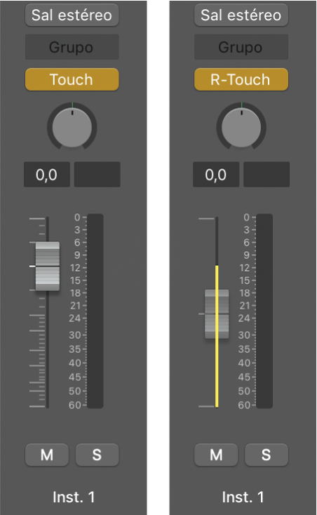 Ilustración. Fader Volumen con el modo “Relative Touch”.