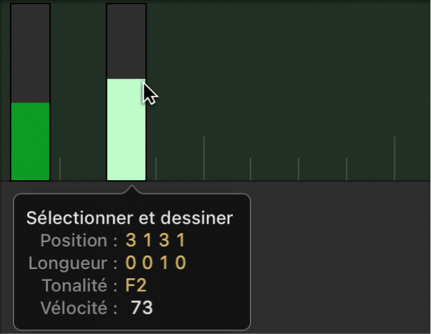 Figure. Glissement vertical sur une barre d’évènement.