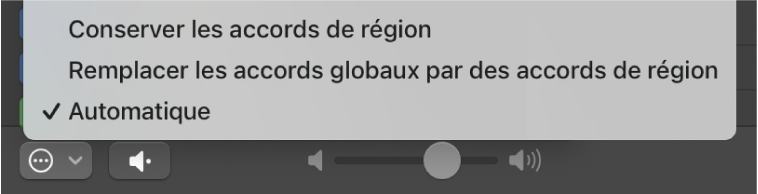 Figure. Menu local « Jouer dans la tonalité » dans le navigateur de boucles.