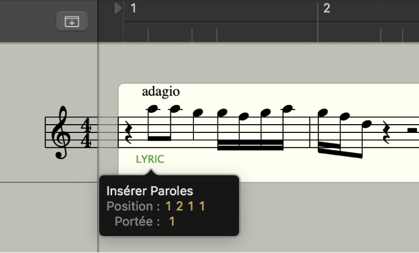 Figure. Ajout de paroles à une partition.