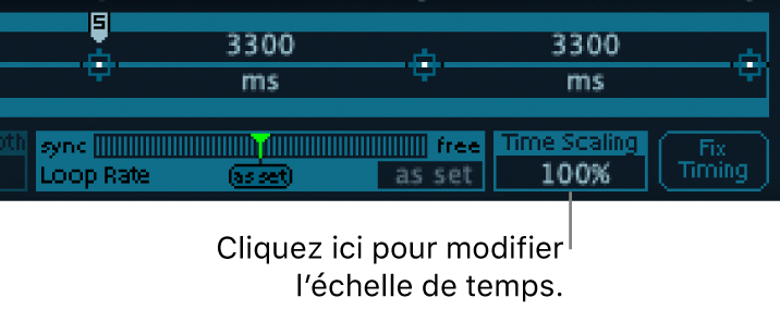 Figure. Paramètre Time Scale de l’enveloppe Vector.