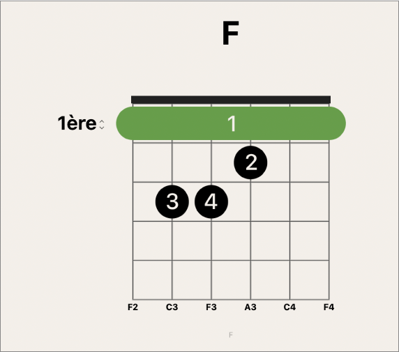 Figure. Barré sélectionné sur une grille d’accords