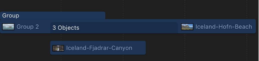 Timeline showing a group being manipulated separately from its contents