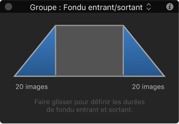 Palette affichant les commandes de comportement Fondu entrant/sortant