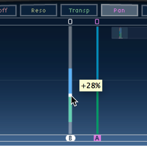 Écran Tap de Delay Designer avec une modification de balance.