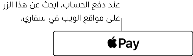 الزر الذي يظهر على مواقع الويب التي تقبل Apple Pay للمشتريات.