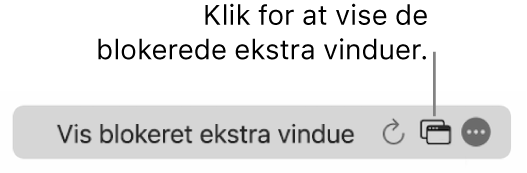 Det smarte søgefelt med et symbol, der viser, at ekstra vinduer blokeres.