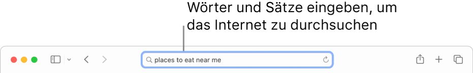 Das intelligente Suchfeld von Safari, in das du Wörter oder Teilsätze eingeben kannst, um im Internet danach zu suchen.