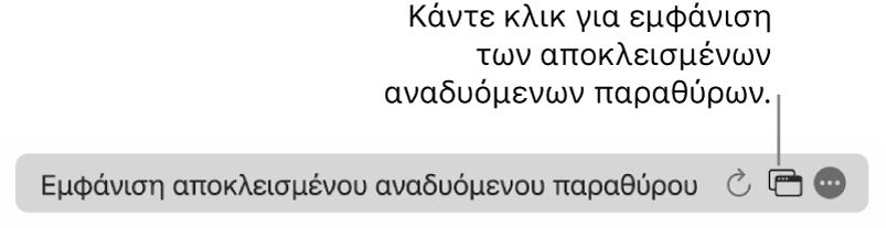 Το Έξυπνο πεδίο αναζήτησης με ένα εικονίδιο για εμφάνιση των αποκλεισμένων αναδυόμενων παραθύρων.