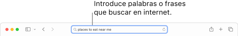 El campo de búsqueda inteligente de Safari, donde puedes introducir palabras y frases que buscar en internet.