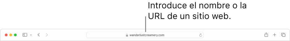 El campo de búsqueda inteligente de Safari, donde puedes escribir el nombre o la URL de un sitio web.