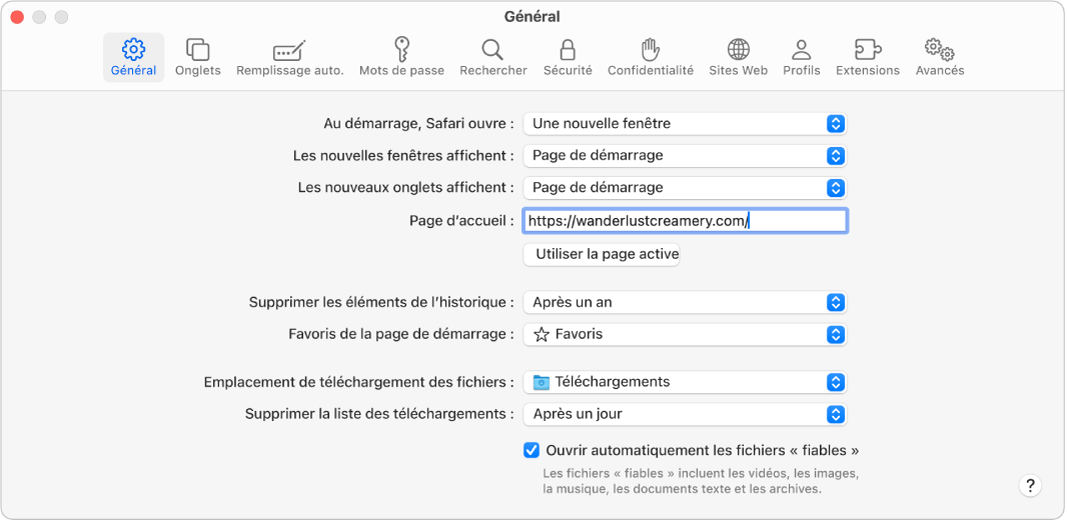 Le champ de recherche intelligente de Safari, dans lequel vous pouvez saisir le nom ou l’URL d’un site Web.