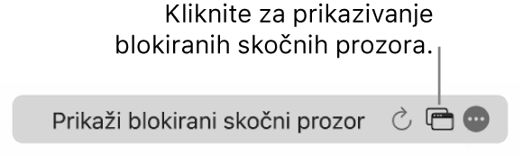 Pametno polje za pretraživanje s ikonom za prikazivanje blokiranih skočnih prozora.