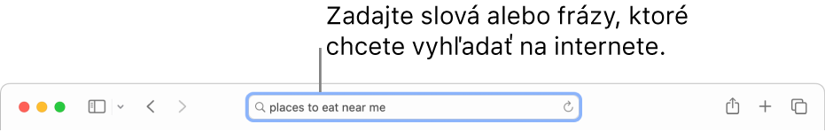 Pole dynamického vyhľadávania v Safari, do ktorého môžete zadať slová a frázy, ktoré chcete vyhľadávať na internete.