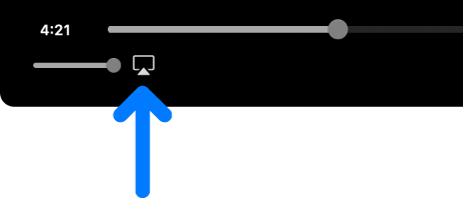 I controlli di riproduzione nell’app Apple TV. L’icona video di AirPlay è sotto la barra di avanzamento.