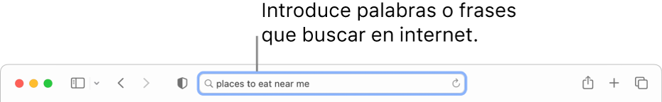 El campo de búsqueda inteligente de Safari, donde puedes introducir palabras y frases que buscar en internet.