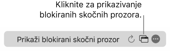 Pametno polje za pretraživanje s ikonom za prikazivanje blokiranih skočnih prozora.