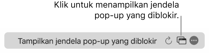 Bidang Pencarian Cerdas dengan ikon untuk menampilkan jendela pop-up yang diblokir.