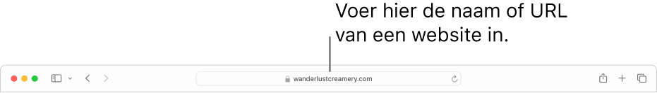 Het slimme zoekveld van Safari, waarin je de naam of URL van een website kunt typen.