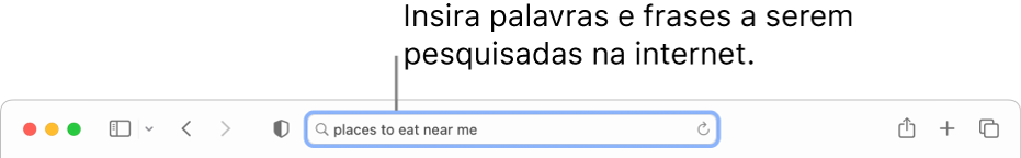 Campo de Busca Inteligente do Safari, onde você pode digitar palavras e frases para buscar na internet.