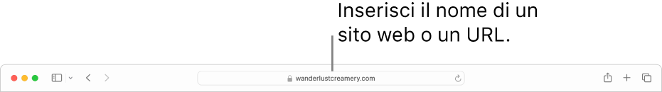 Il campo di ricerca smart di Safari, in cui puoi inserire il nome o l'URL di una pagina.