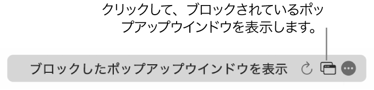 スマート検索フィールド。ブロックされているポップアップウインドウを表示するアイコンがあります。