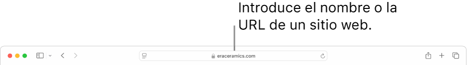 El campo de búsqueda inteligente de Safari, donde puedes escribir el nombre o la URL de un sitio web.