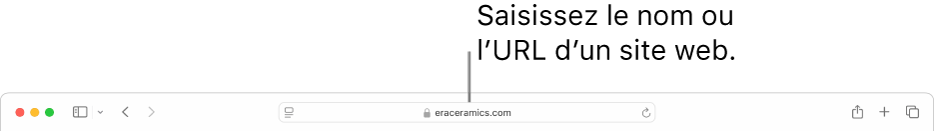 Champ de recherche intelligente situé au milieu de la barre d’outils de Safari.