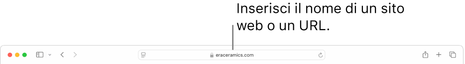 Il campo di ricerca smart al centro della barra strumenti di Safari.