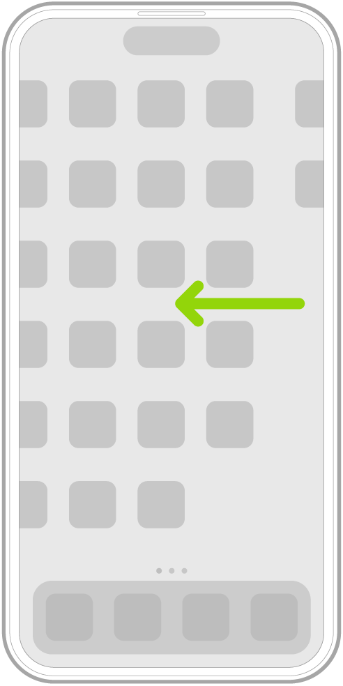 An illustration showing swiping left to browse apps on other Home Screen pages.