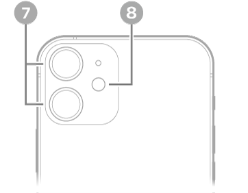 El reverso del iPhone 12 mini. La cámara trasera y el flash están en la esquina superior izquierda.