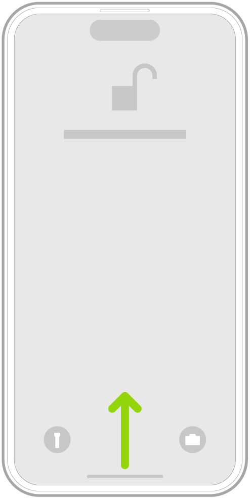 Una ilustración mostrando cómo se desliza hacia arriba desde el borde inferior de la pantalla para ir a la pantalla de inicio.