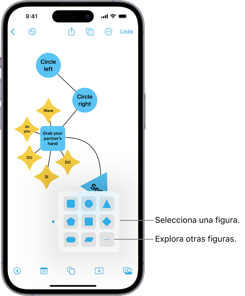 Se muestra cómo se agrega una figura nueva a un diagrama.