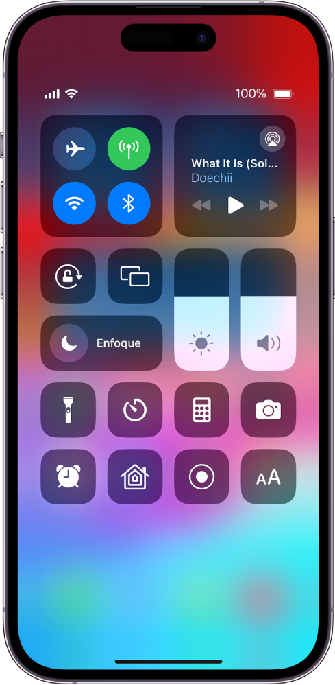 El centro de control del iPhone.