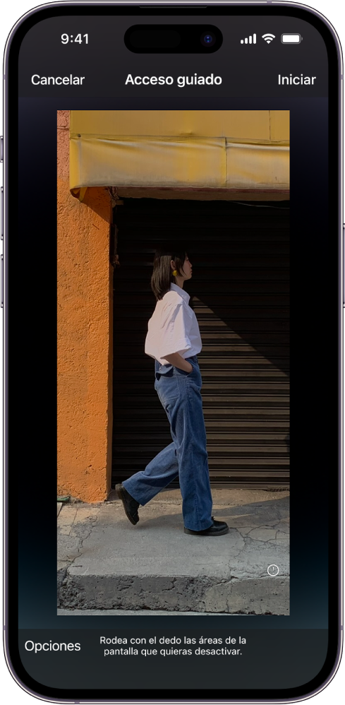 Pantalla del iPhone en la que se está configurando la función “Acceso guiado”.