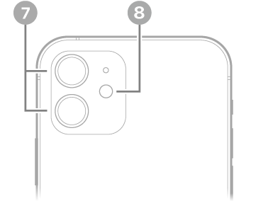 La vue arrière de l’iPhone 12. Les appareils photo arrière et le flash se trouvent en haut à gauche.