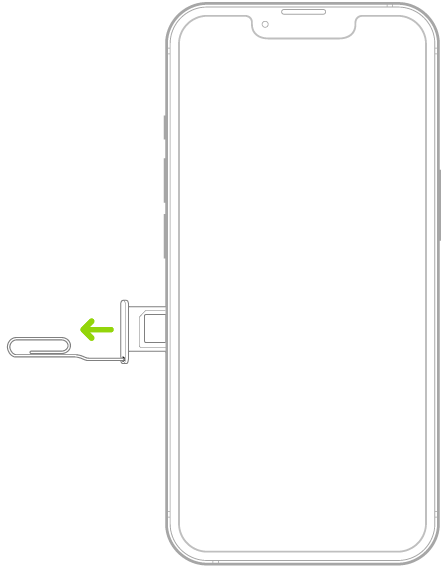 トレイを取り出して取り外すために、ペーパークリップまたはSIM取り出しツールがiPhoneの左側にあるトレイの小さい穴に差し込まれています。