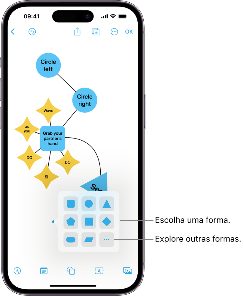 Um diagrama com uma nova forma a ser adicionada.