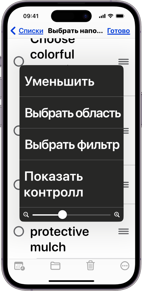 На iPhone показано меню «Увеличение».