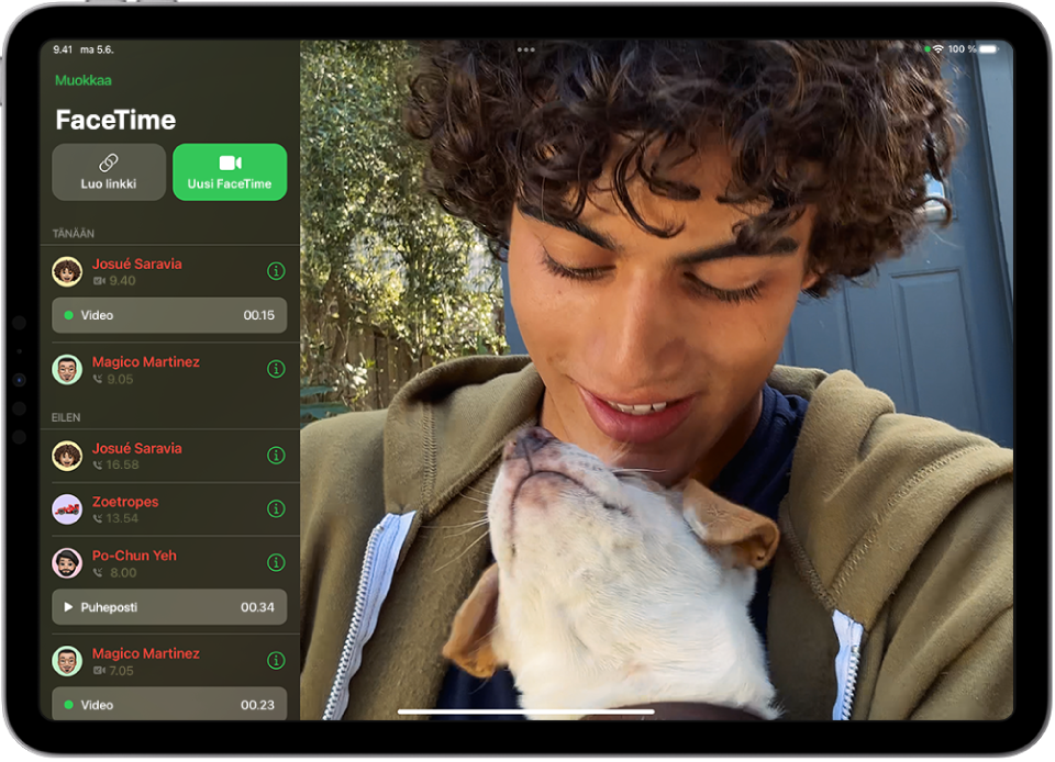 FaceTime-appi, jossa näkyy videoviesti.
