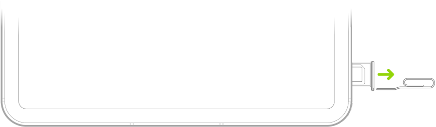 Un trombone ou un outil d’éjection de carte SIM est inséré dans le petit trou du support pour carte SIM situé sur le côté gauche de l’iPad pour éjecter et retirer le support.