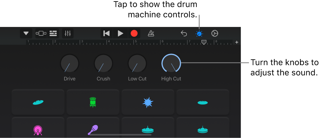 Electronic drum kit controls