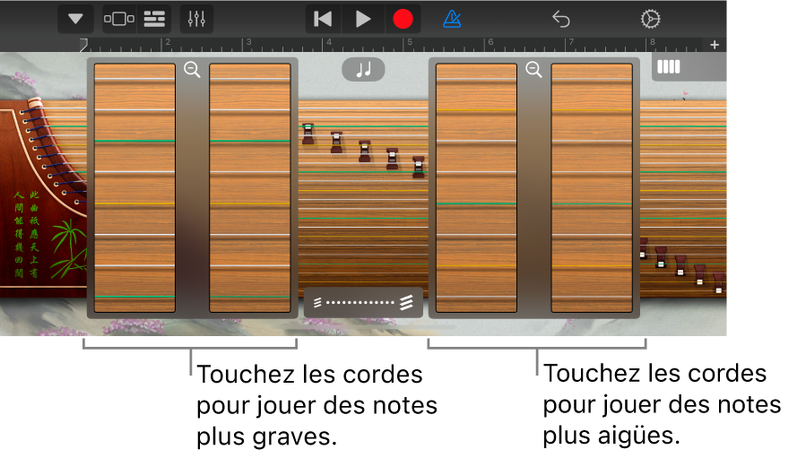Cases de zoom du guzheng