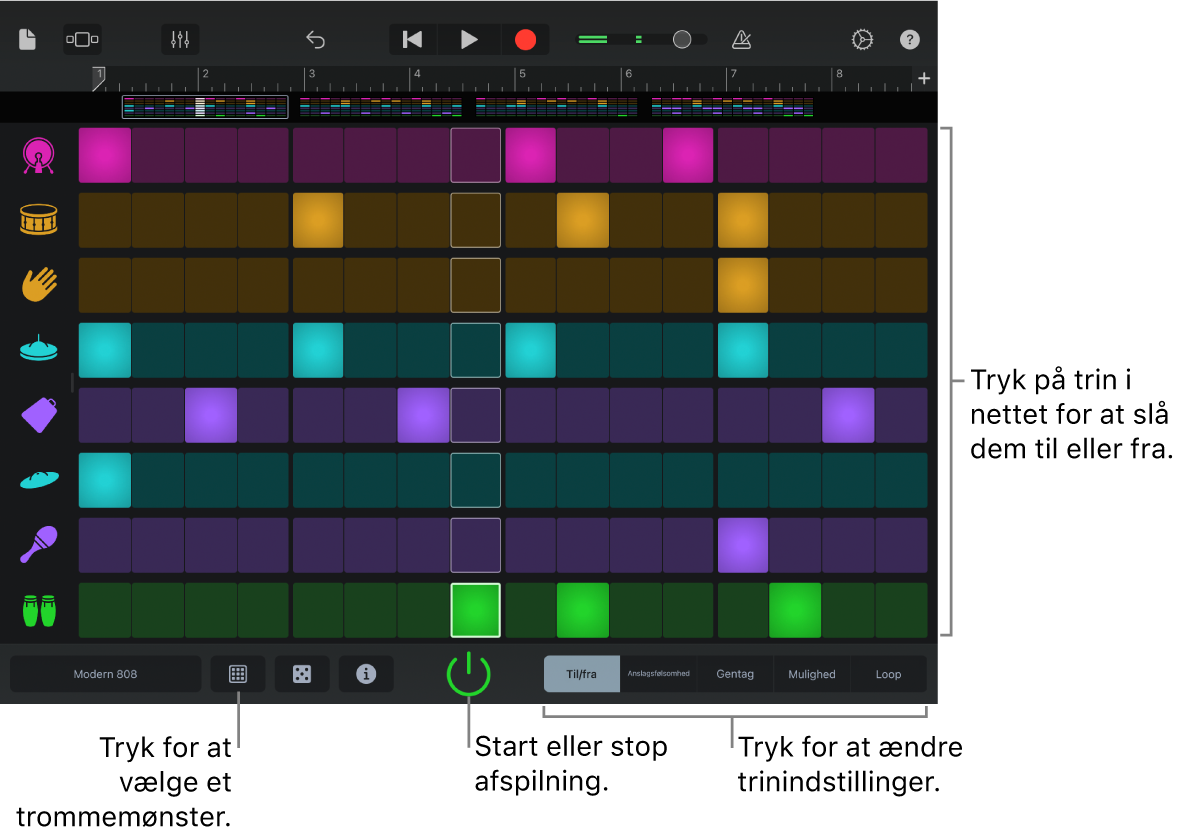 Touch-instrumentet Rytmesequencer