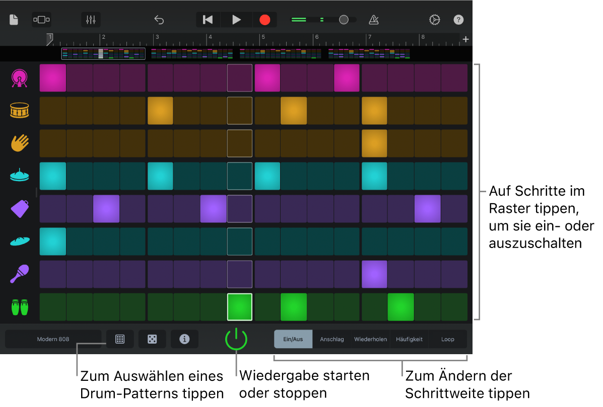 Beat-Sequencer als Touch-Instrument