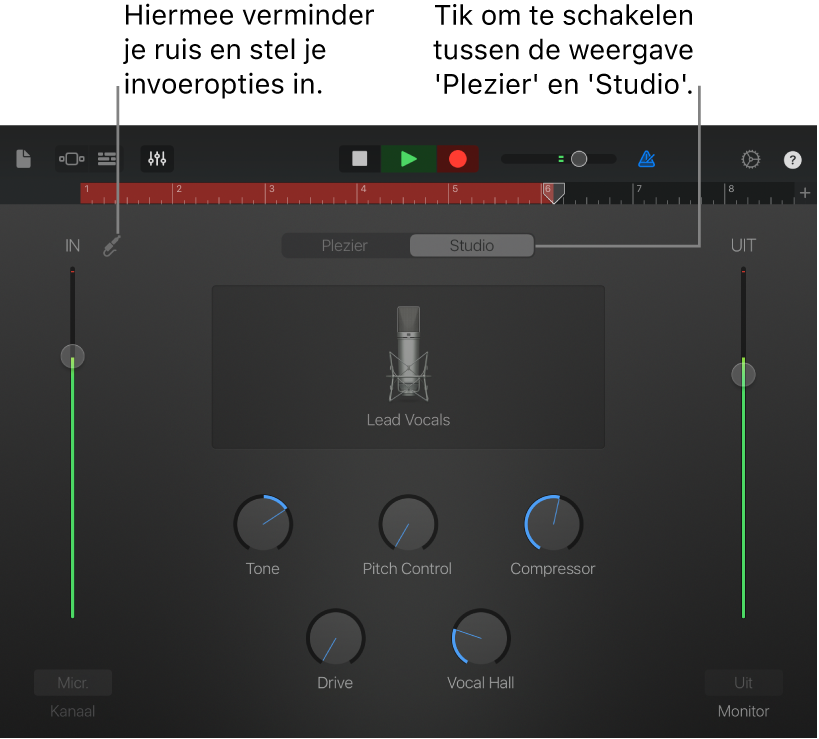 Studio-weergave Audiorecorder