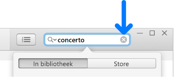 Het zoekveld met ingevoerde tekst; de verwijderknop bevindt zich aan de rechterkant van het veld.