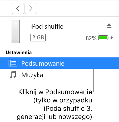 Okno Urządzenie z wybraną na pasku bocznym opcją Podsumowanie.